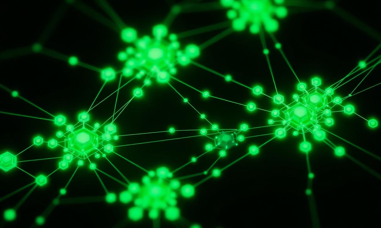 Marc Domancie AI agent stack diagram — glowing green nodes representing connected AI agents and automated operator workflows